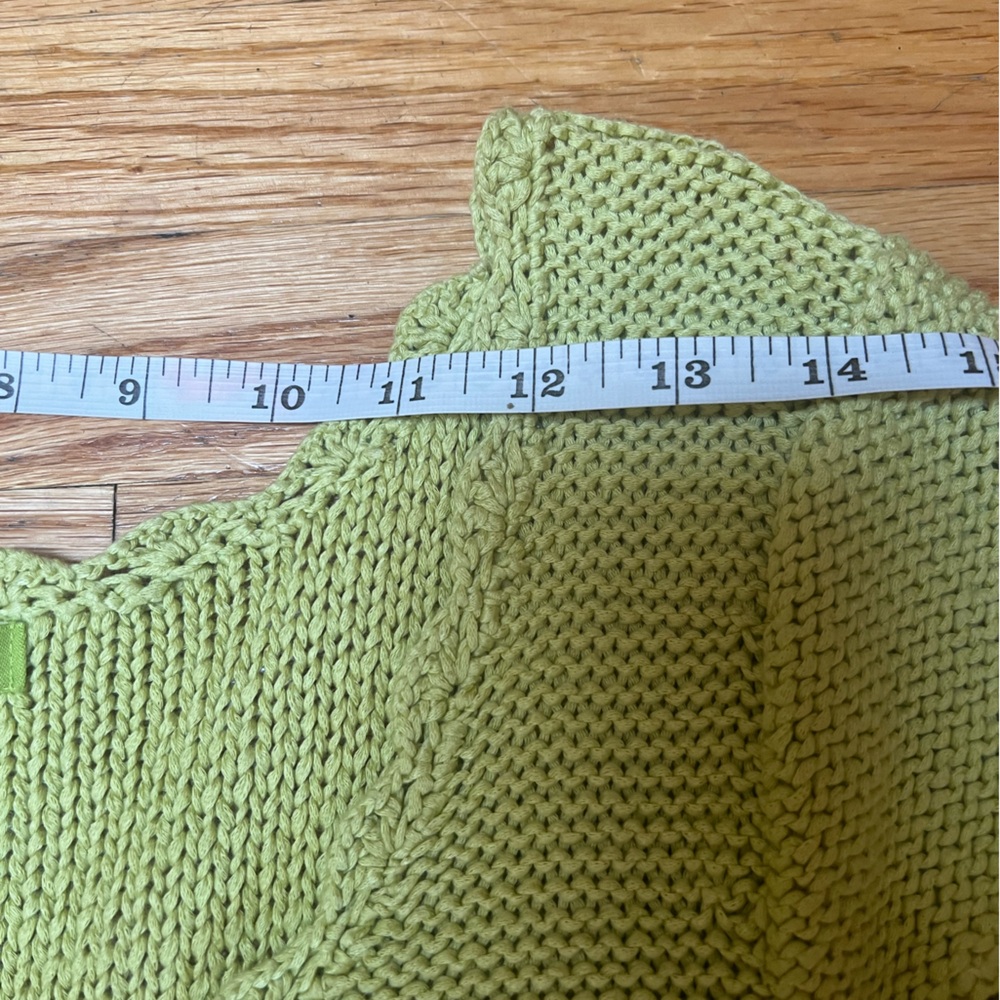 Sigrid Olsen Women L Crochet Short Sleeve Sweater Lime Green Cotton - Picture 4 of 6